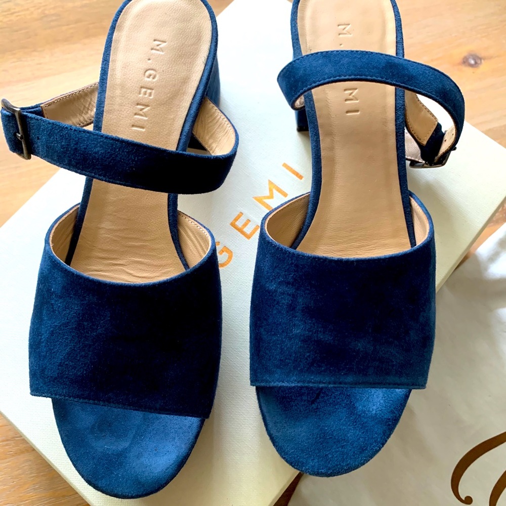 M. Gemi blue suede block heel